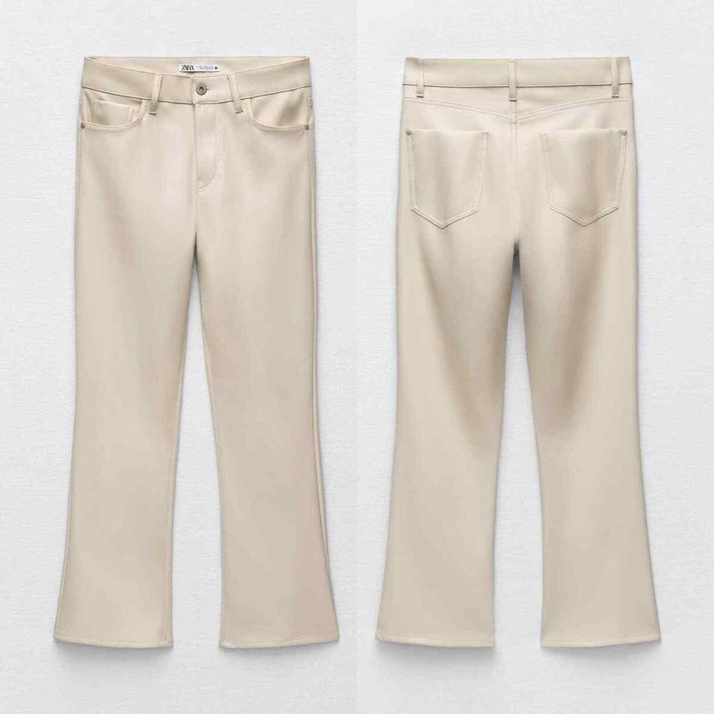 ZARA Women’s Faux Leather Pants Beige/Cream Size 6US